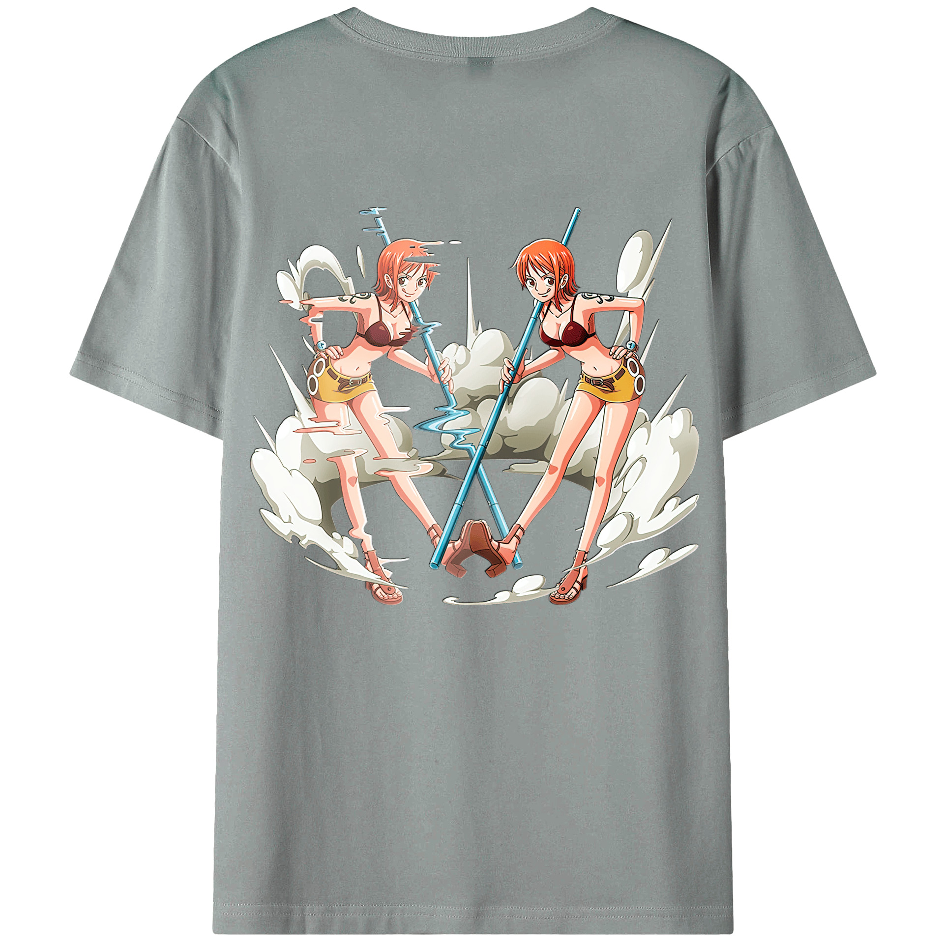 （画像用） ワンピース ナミ ONE PIECE Nami 綿100％ メンズ半袖Tシャツ（バックプリント） 通気性